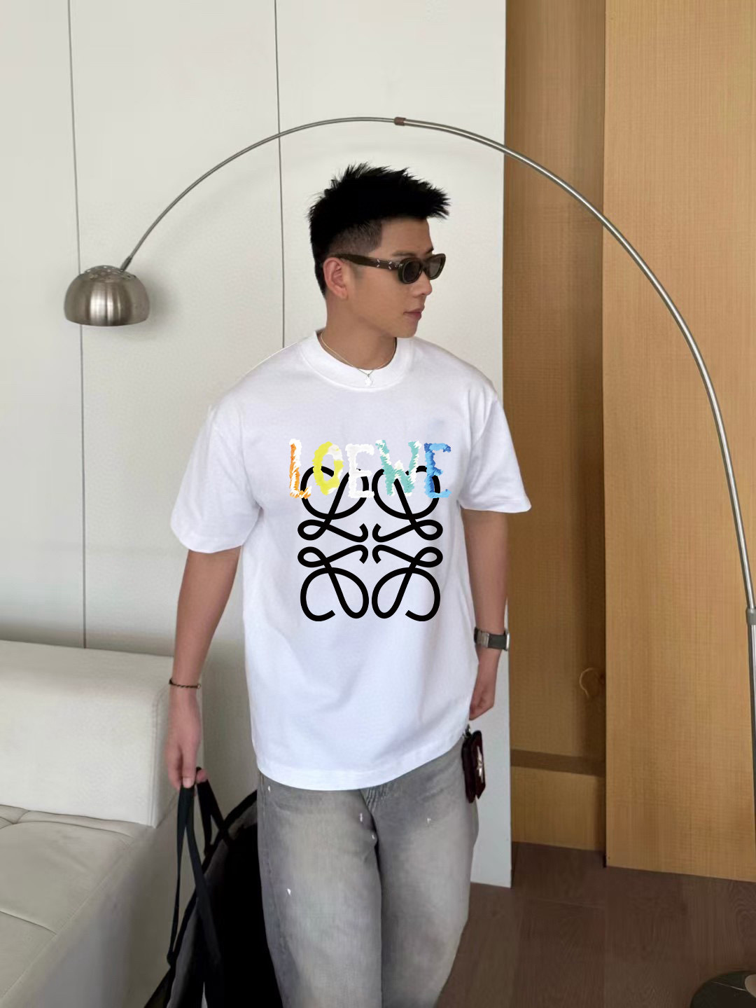 Loew*2025秋季新款 个性字母logo印花 定制面料300g 短袖t恤 男女同款尺码：S M L 