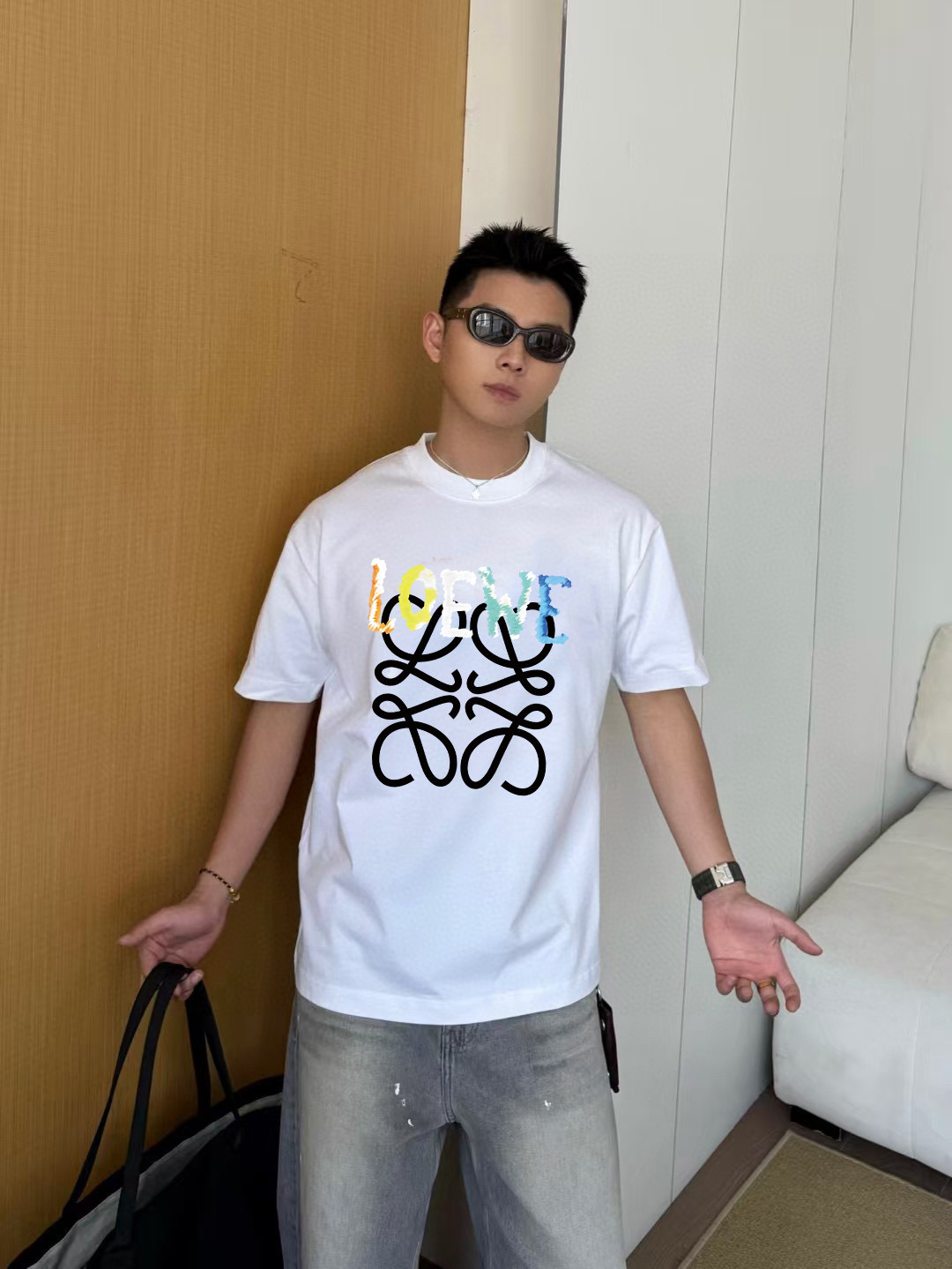 Loew*2025秋季新款 个性字母logo印花 定制面料300g 短袖t恤 男女同款尺码：S M L 