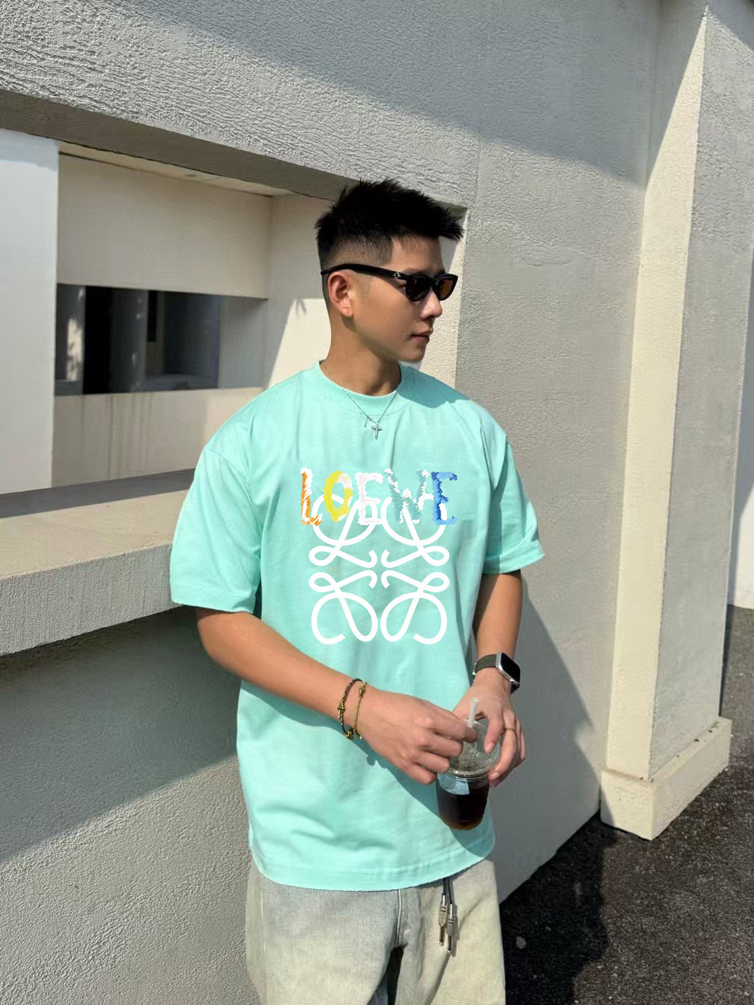 Loew*2025秋季新款 个性字母logo印花 定制面料300g 短袖t恤 男女同款尺码：S M L 