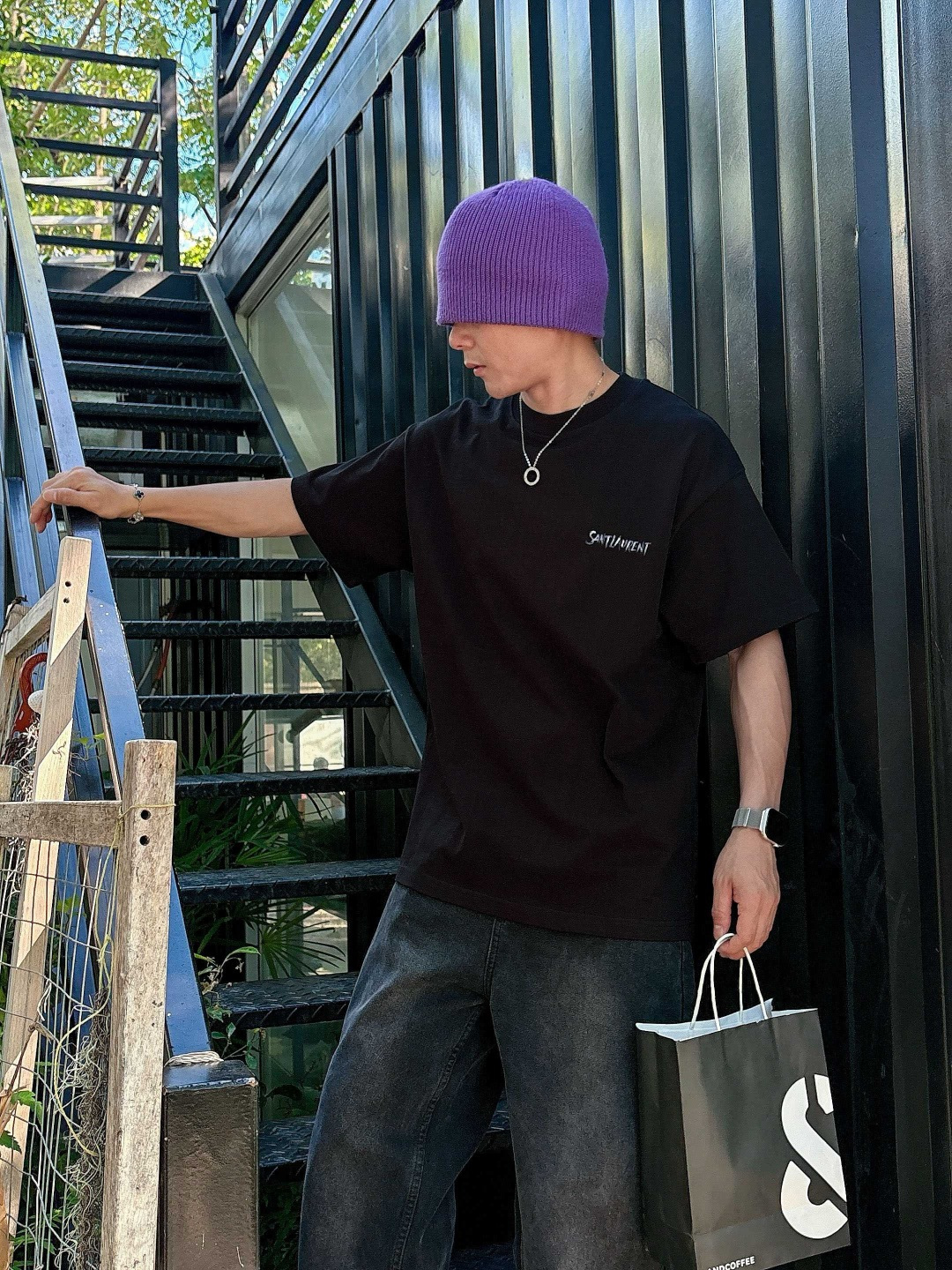 25新款短袖阔版T恤颜色：黑，白尺码：XS-XL