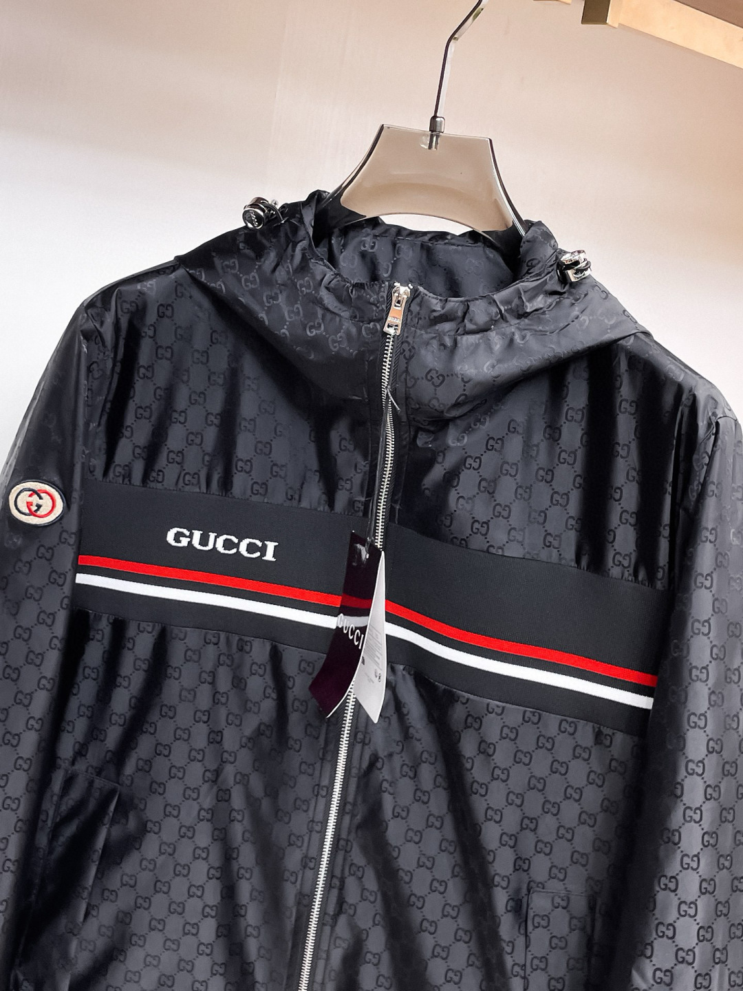 古奇 官网同款，提前发售！2025ss开秋新款男士夹克外套，原单三标齐全高端版本！，专柜定制面料 透气舒