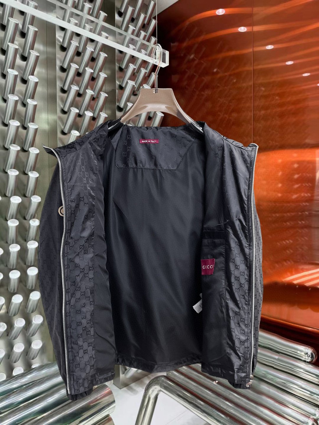 古奇 官网同款，提前发售！2025ss开秋新款男士夹克外套，原单三标齐全高端版本！，专柜定制面料 透气舒