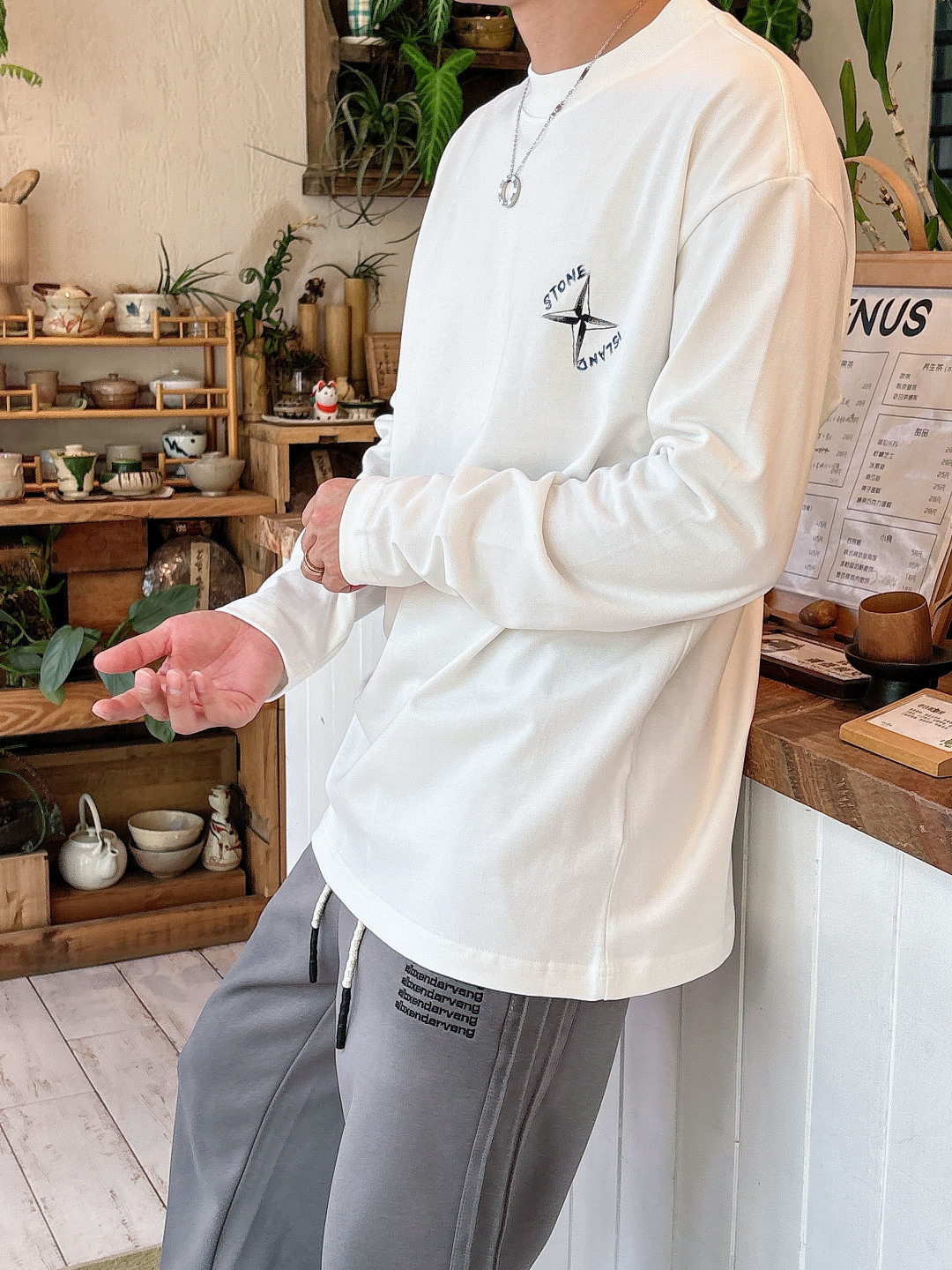 2025秋冬季新款石头岛手绘长袖S-XL