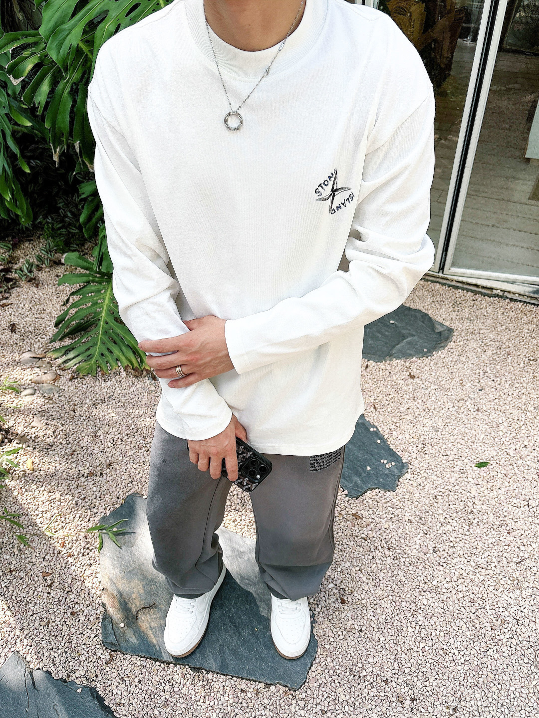 2025秋冬季新款石头岛手绘长袖S-XL