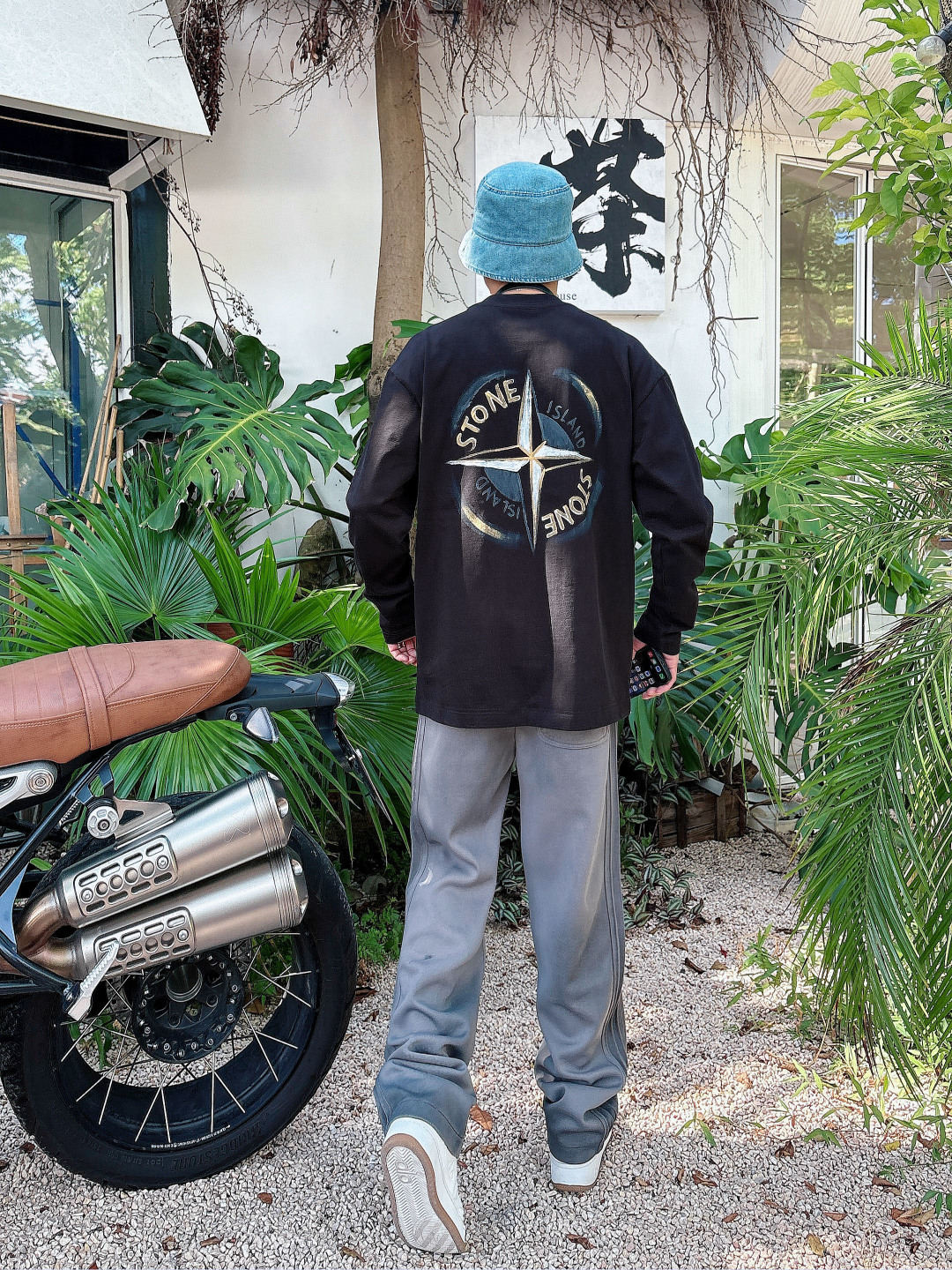 2025秋冬季新款石头岛手绘长袖S-XL