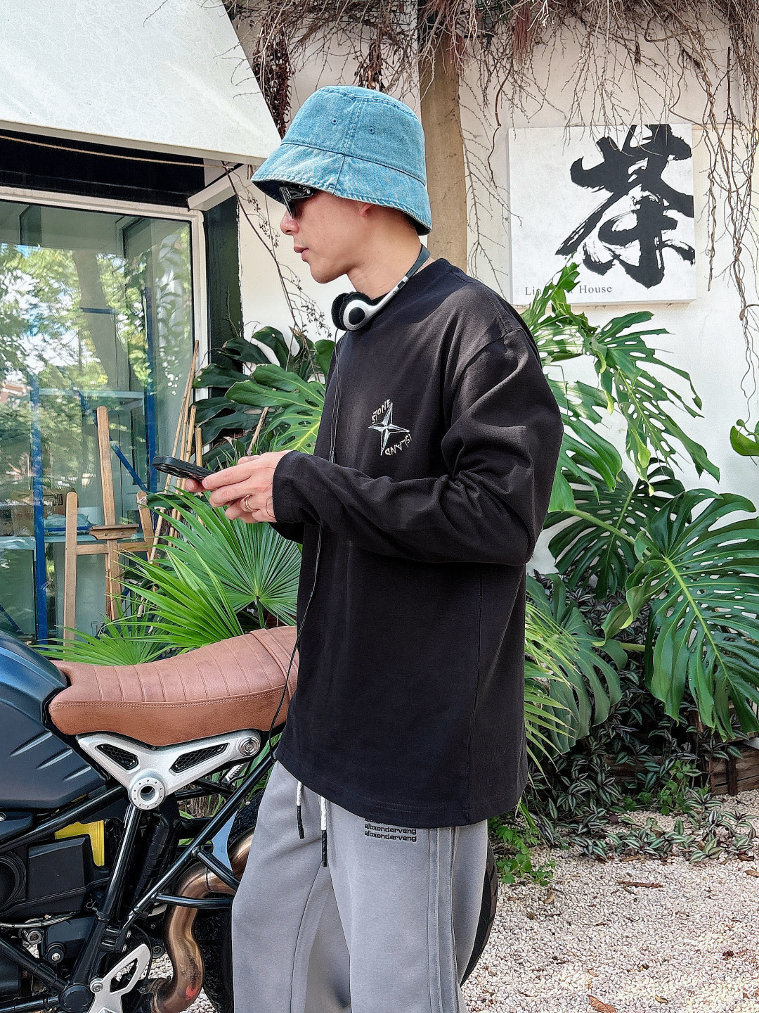 2025秋冬季新款石头岛手绘长袖S-XL