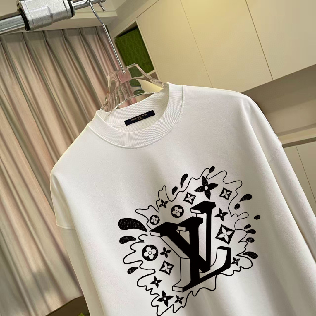 1V*2025秋冬新款 个性字母logo印花 定制面料400g 圆领卫衣 男女同款尺码：S M L XL