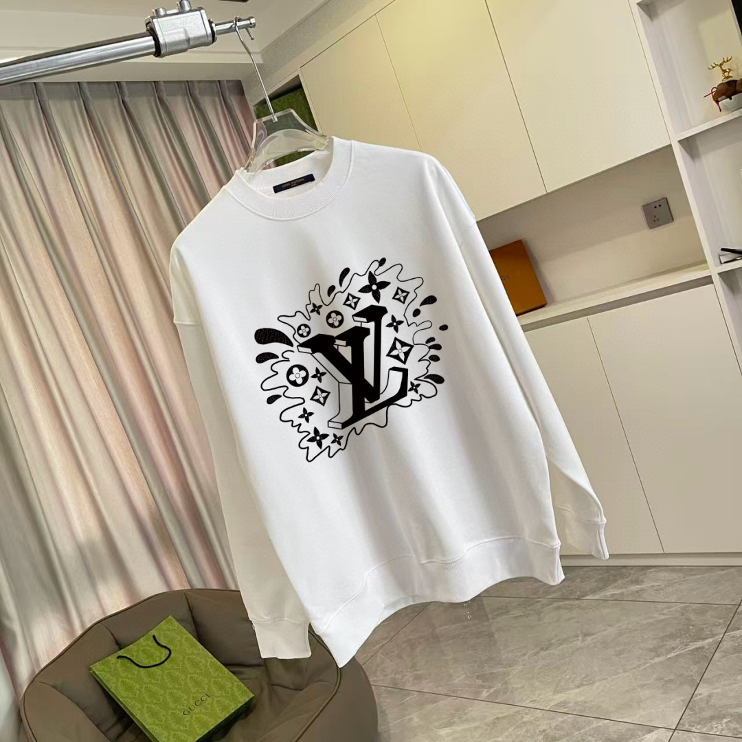 1V*2025秋冬新款 个性字母logo印花 定制面料400g 圆领卫衣 男女同款尺码：S M L XL