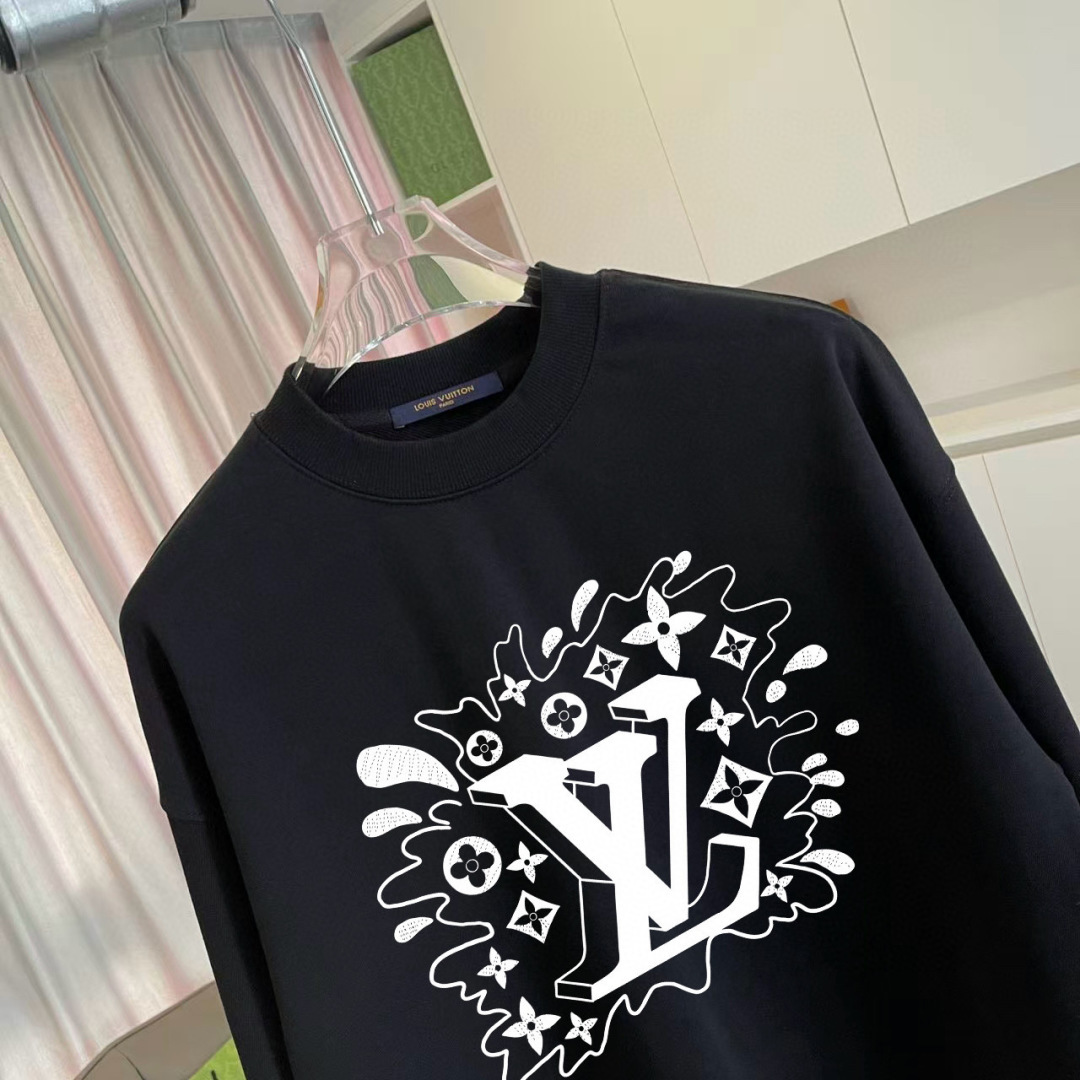 1V*2025秋冬新款 个性字母logo印花 定制面料400g 圆领卫衣 男女同款尺码：S M L XL