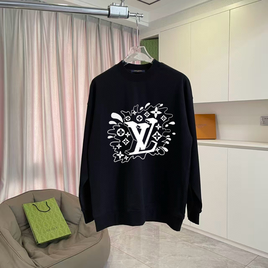 1V*2025秋冬新款 个性字母logo印花 定制面料400g 圆领卫衣 男女同款尺码：S M L XL