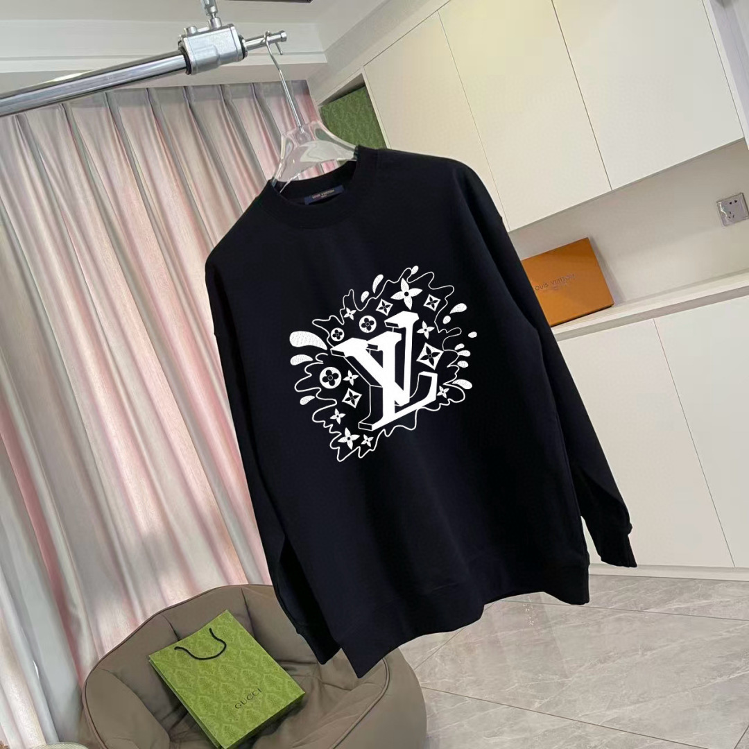 1V*2025秋冬新款 个性字母logo印花 定制面料400g 圆领卫衣 男女同款尺码：S M L XL