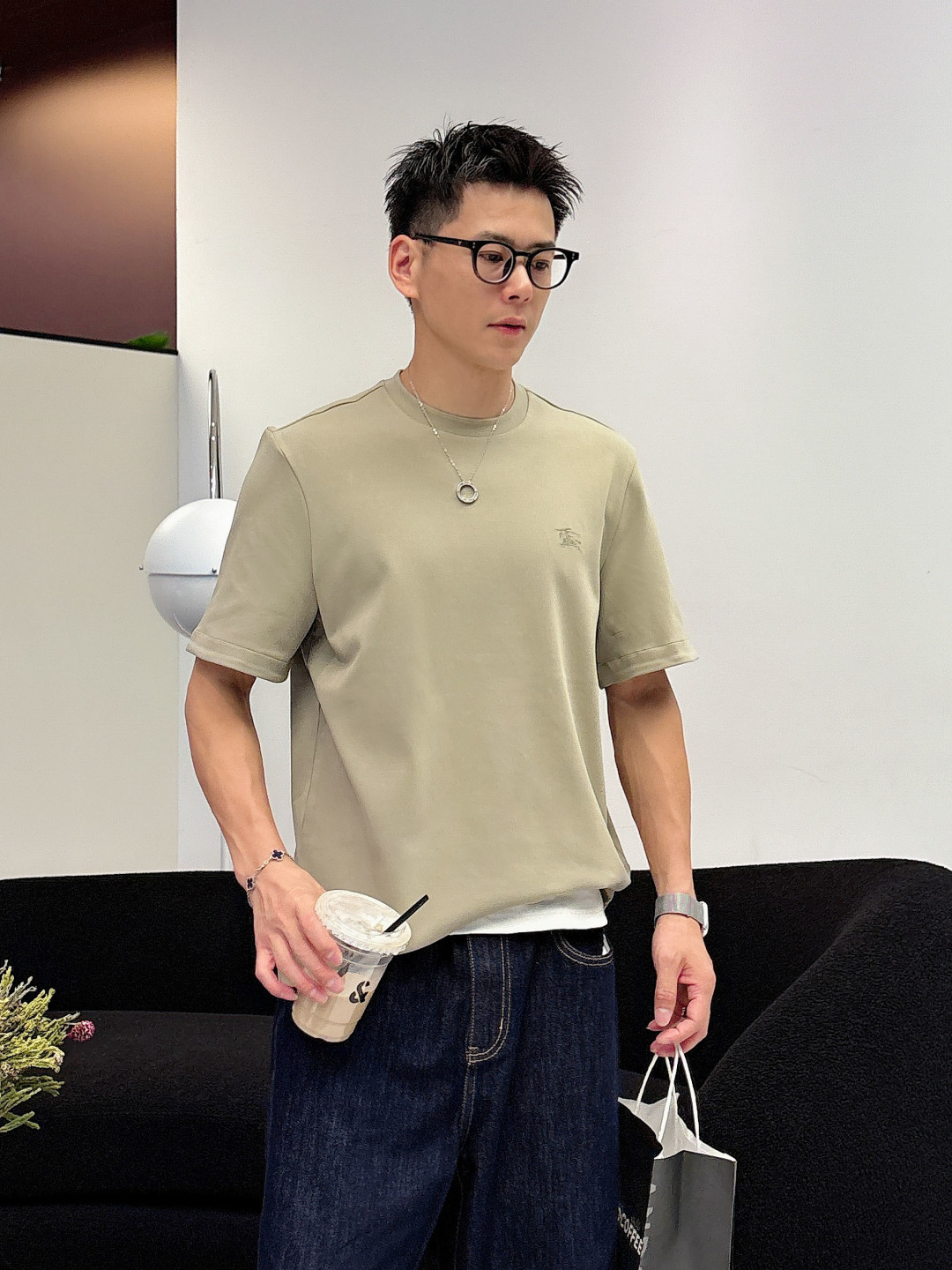 NEW新品 91001🎉微阔短袖T系列季度：2025秋冬颜色：黑色 白色 卡其绿尺码: m-5xL版型：