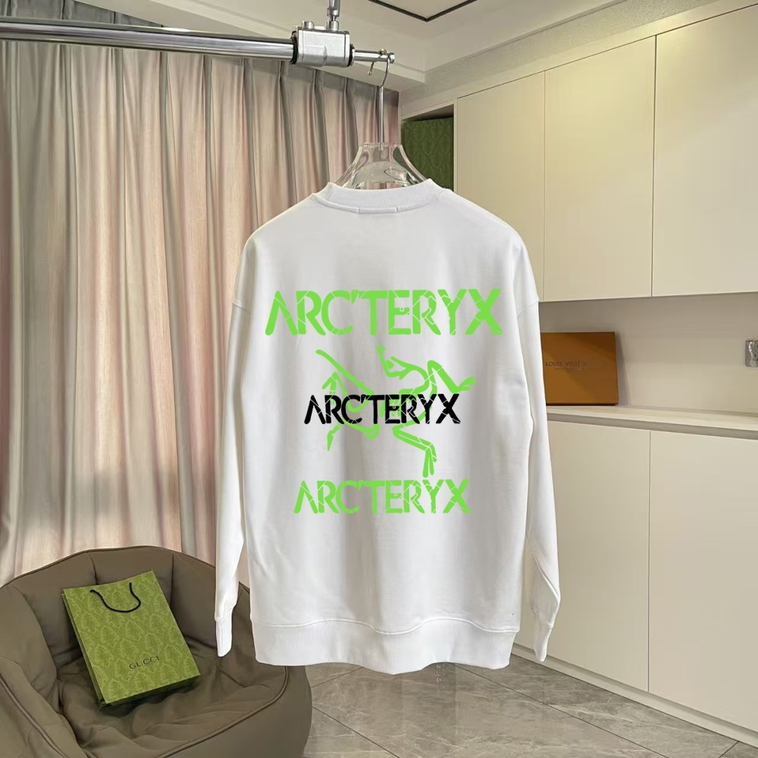 ARC'TERYX小鸟*2025秋冬新款 个性logo印花 定制面料400g 圆领卫衣 男女同款尺码：S