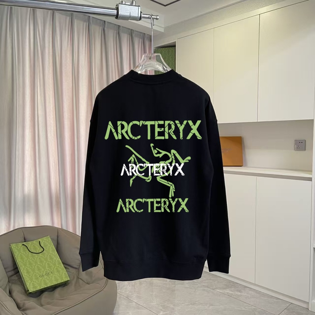 ARC'TERYX小鸟*2025秋冬新款 个性logo印花 定制面料400g 圆领卫衣 男女同款尺码：S