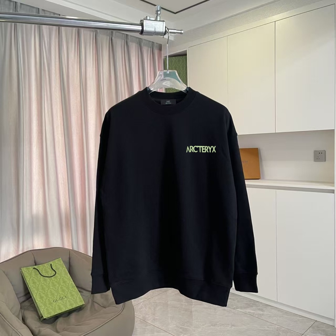 ARC'TERYX小鸟*2025秋冬新款 个性logo印花 定制面料400g 圆领卫衣 男女同款尺码：S