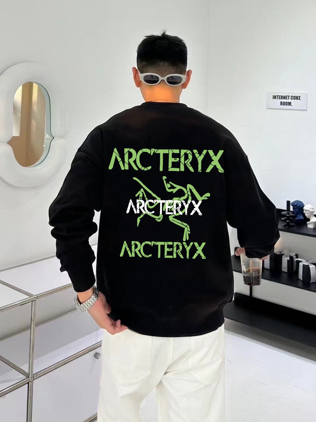 ARC'TERYX小鸟*2025秋冬新款 个性logo印花 定制面料400g 圆领卫衣 男女同款尺码：S