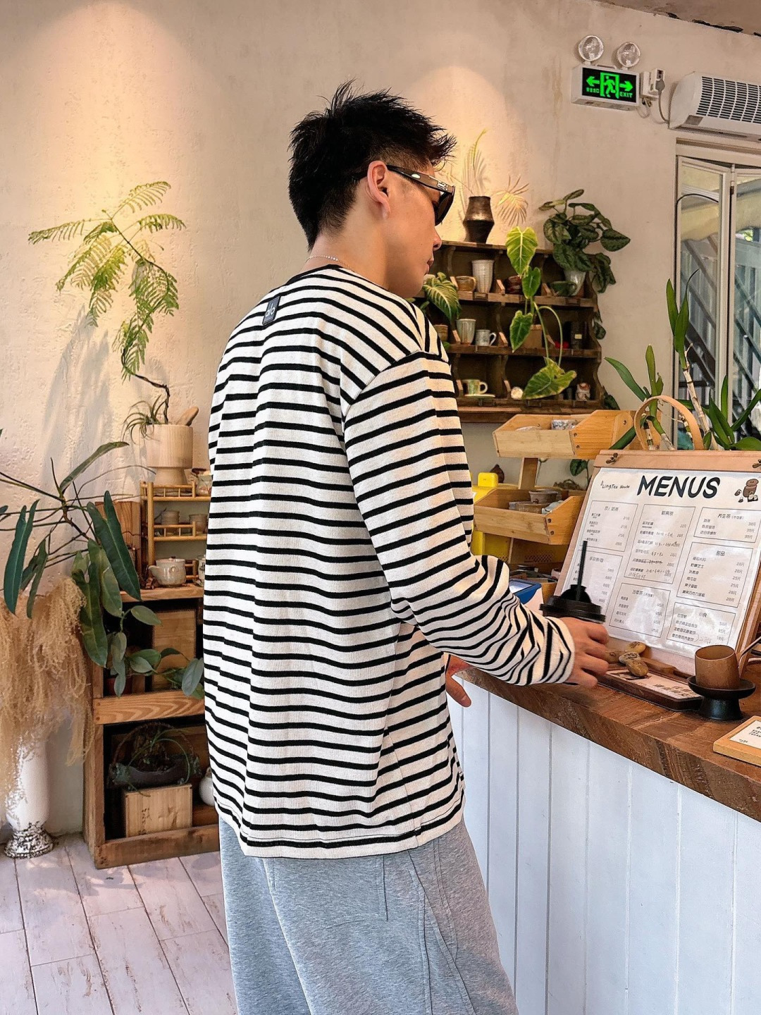 2025SS alo秋冬新款条纹长袖 爆款定制纯棉面料 重工洗水，面料舒适🈶️质感 码数：M-4XL