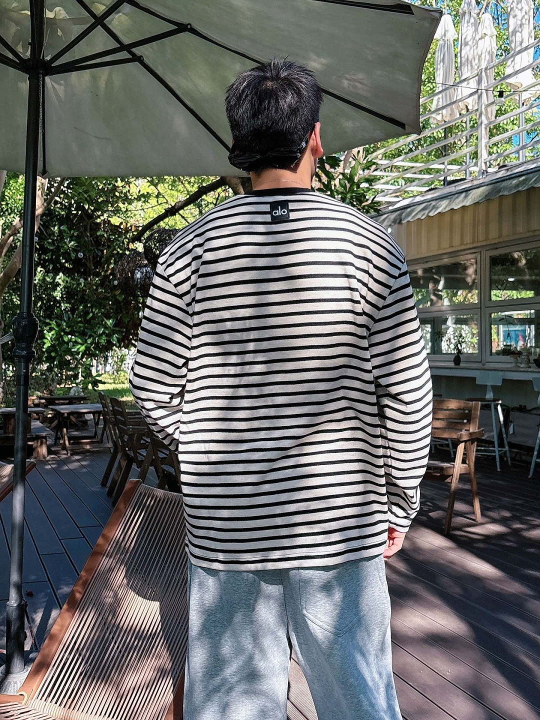 2025SS alo秋冬新款条纹长袖 爆款定制纯棉面料 重工洗水，面料舒适🈶️质感 码数：M-4XL
