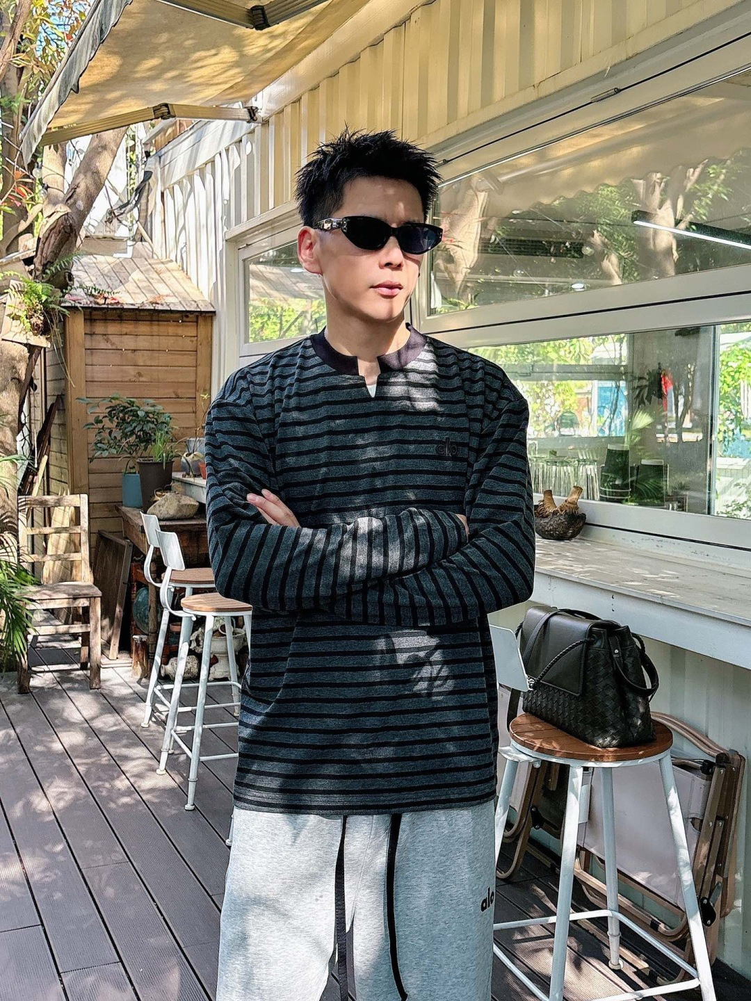 2025SS alo秋冬新款条纹长袖 爆款定制纯棉面料 重工洗水，面料舒适🈶️质感 码数：M-4XL