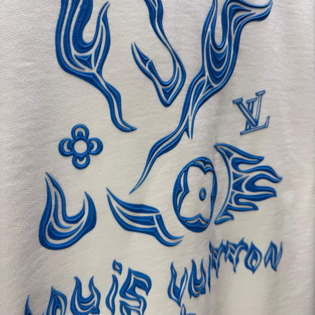 LOUIS* 路易LV*2025秋冬新款圆领卫衣400克毛圈纯棉字母logo绣花➕硅胶拉桨颜色：黑色 白