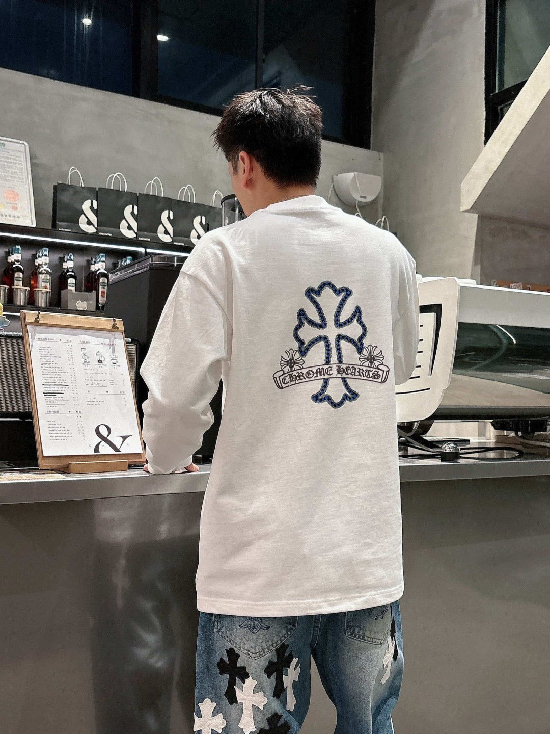 25新款磨毛长袖阔版T恤颜色：黑，白尺码：S-2XL