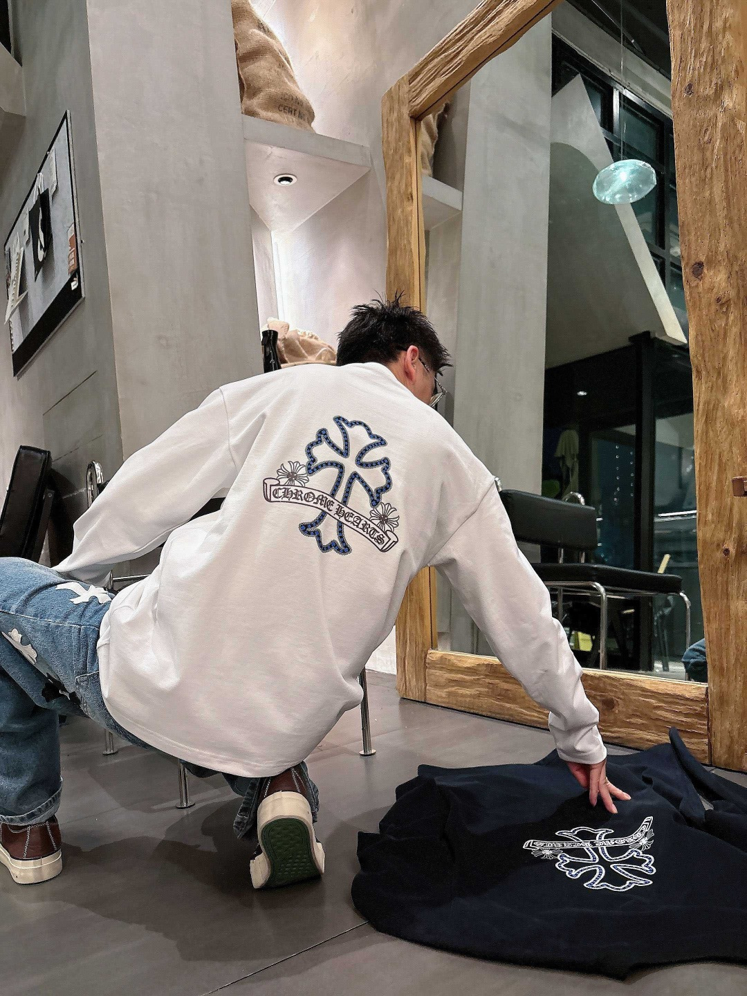 25新款磨毛长袖阔版T恤颜色：黑，白尺码：S-2XL