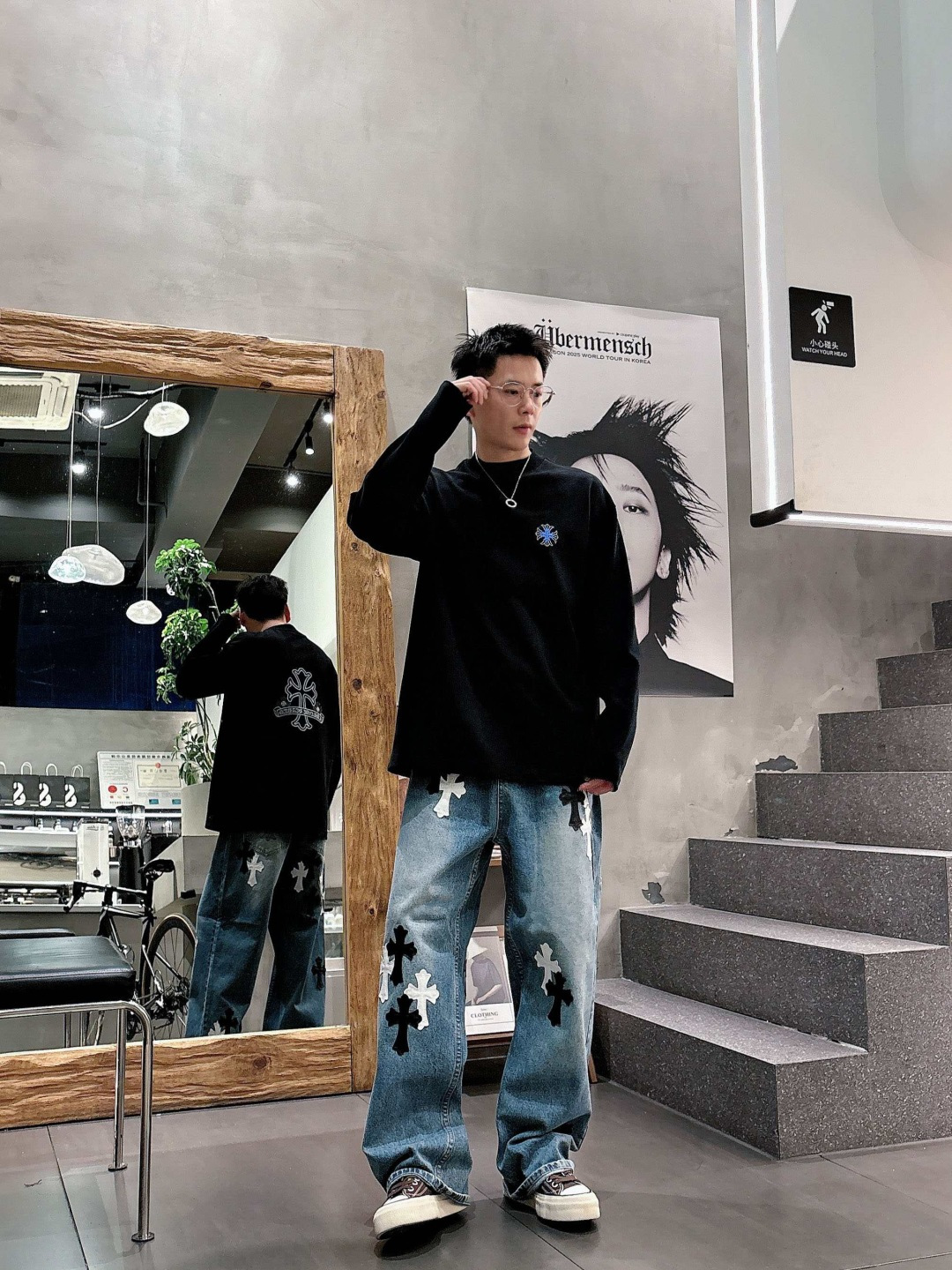 25新款磨毛长袖阔版T恤颜色：黑，白尺码：S-2XL