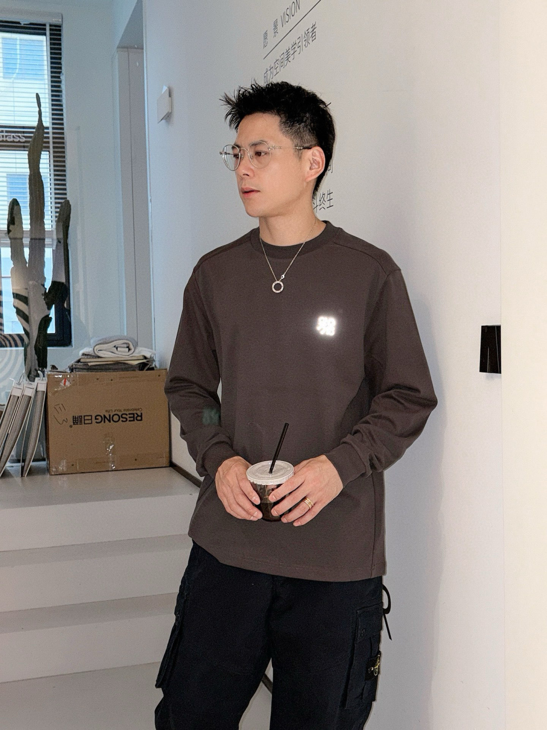 LOEW 2025秋冬系列长袖T恤码数：M-5XL 微阔版型潮流罗马磨毛。面料表面刷毛做磨毛工艺与特殊罗