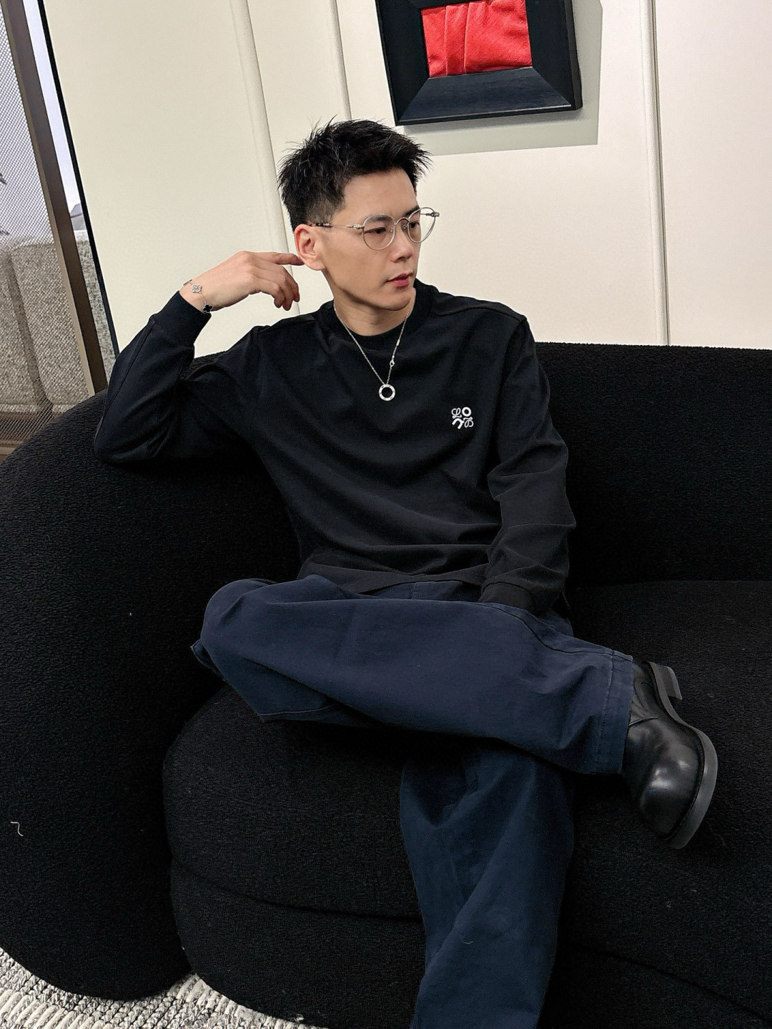 LOEW 2025秋冬系列长袖T恤码数：M-5XL 微阔版型潮流罗马磨毛。面料表面刷毛做磨毛工艺与特殊罗