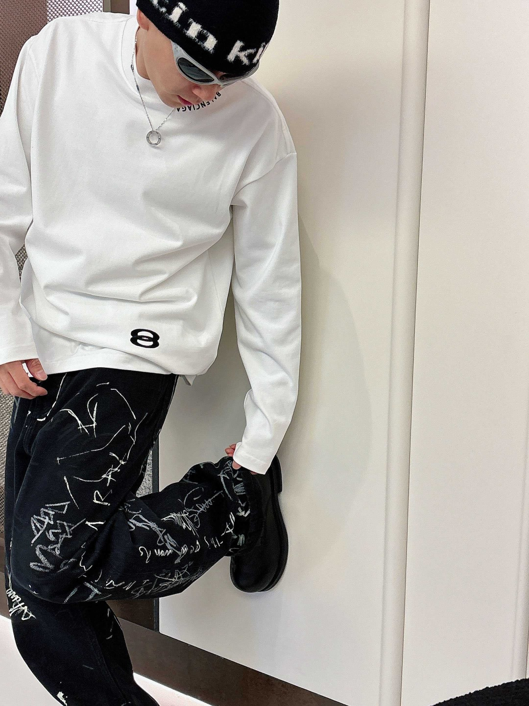 25新款磨毛长袖阔版T恤颜色：黑，白尺码：S-2XL