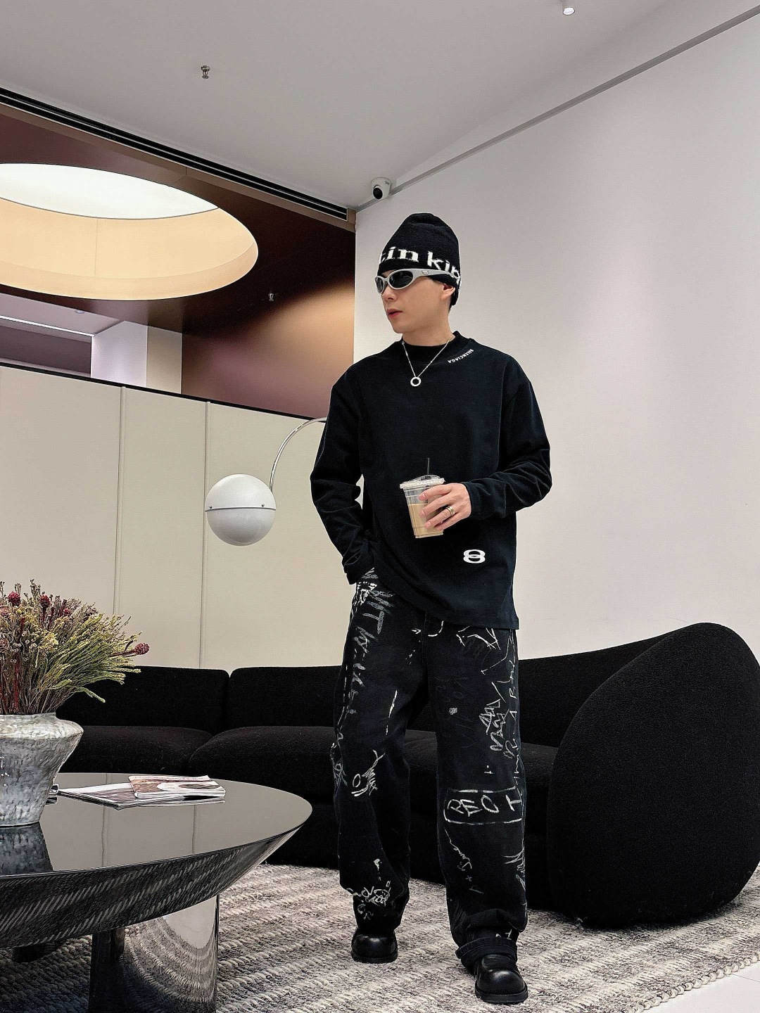 25新款磨毛长袖阔版T恤颜色：黑，白尺码：S-2XL