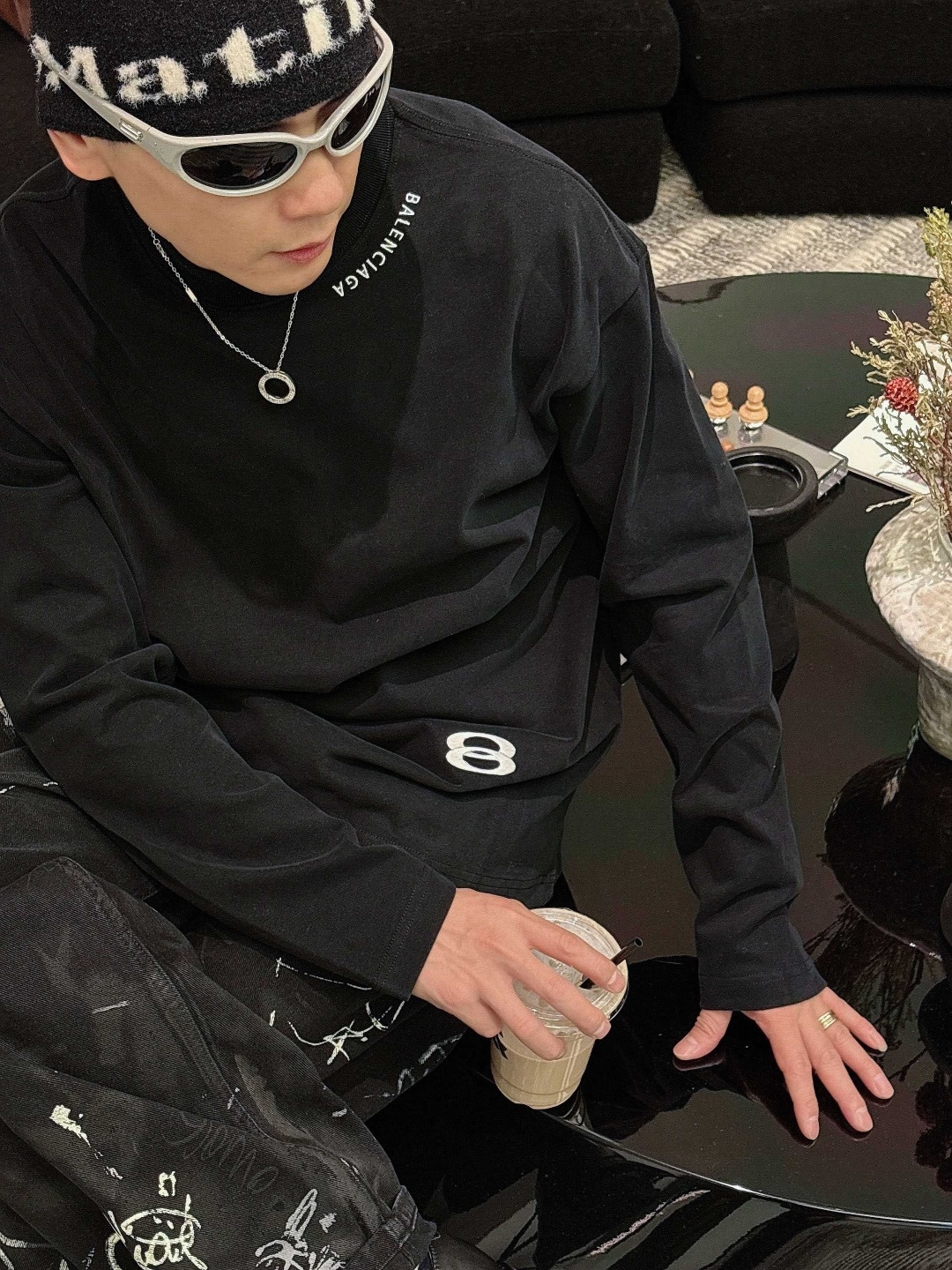 25新款磨毛长袖阔版T恤颜色：黑，白尺码：S-2XL