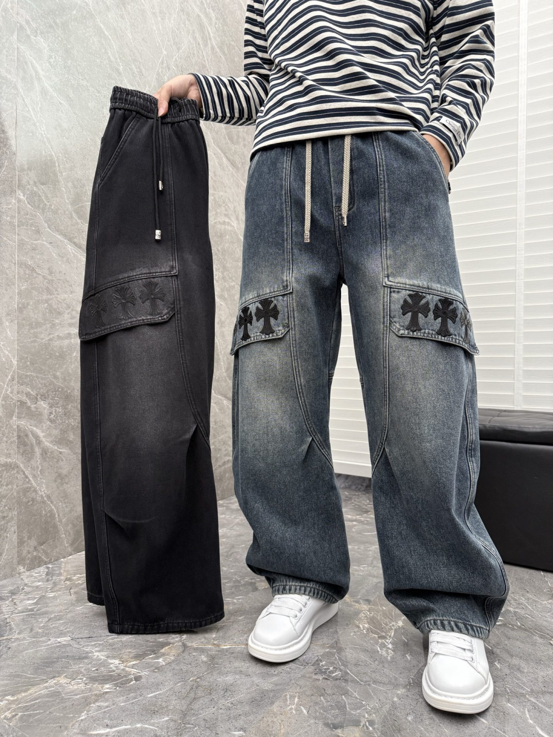 克罗心🌈🌈新款加绒弯刀裤，整款休闲裤非常高档，采用优质高定面料，面料与版型都是极其精良的，着穿这种高档的