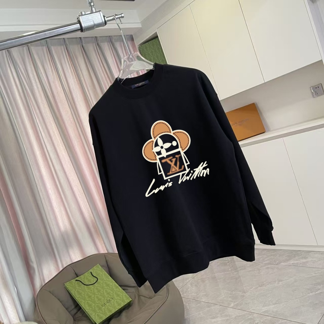 1V*2025秋冬新款 个性字母logo印花 定制面料400g 圆领卫衣 男女同款尺码：S M L XL