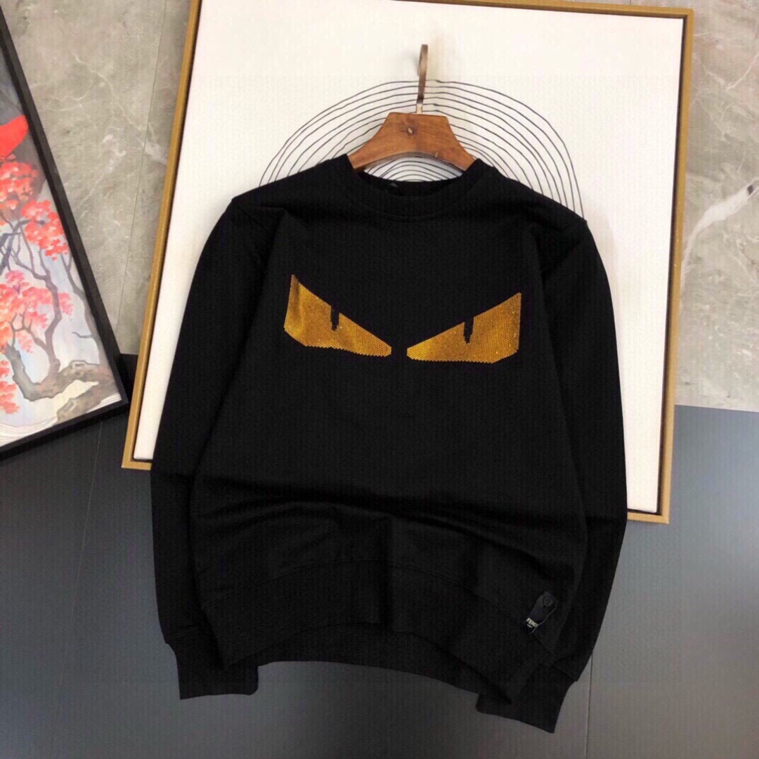 FEND1芬迪/25秋冬怪兽烫钻圆领男士卫衣，高克重毛圈棉面料 经典色系推送。。码数：M-3XL