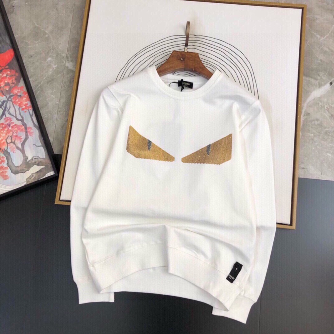 FEND1芬迪/25秋冬怪兽烫钻圆领男士卫衣，高克重毛圈棉面料 经典色系推送。。码数：M-3XL