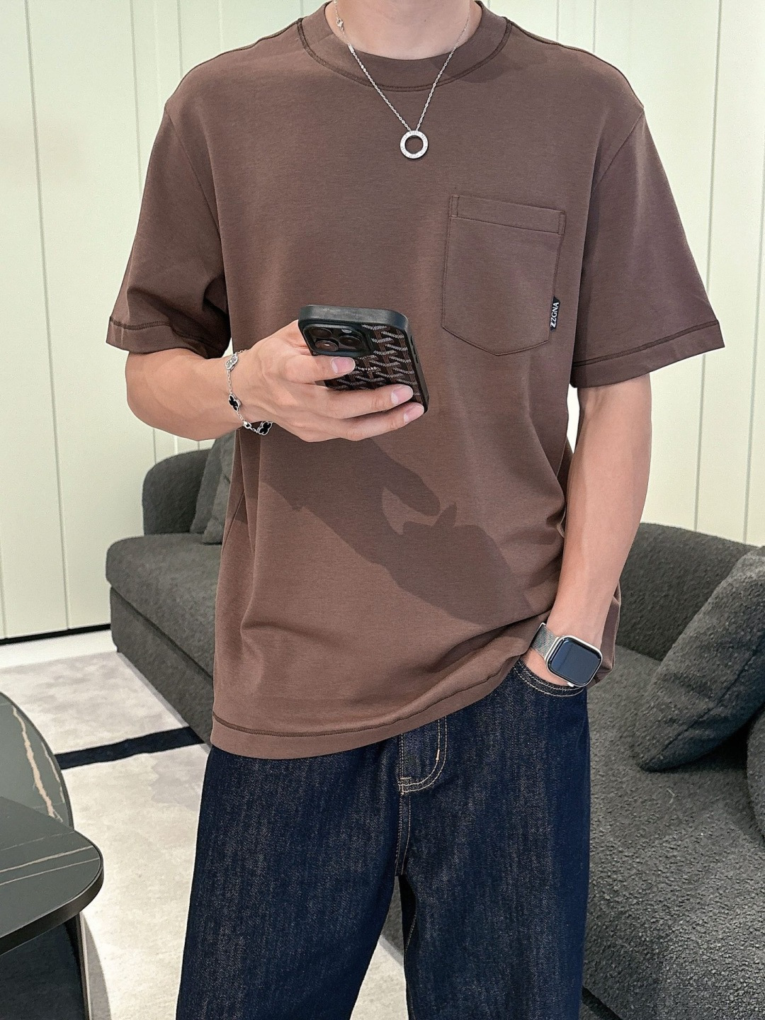 Z ZEGN 2025秋冬款棉莫代尔打底。码数：M-5XL 微阔版型精选棉与莫代尔混纺面料，亲肤柔软，内