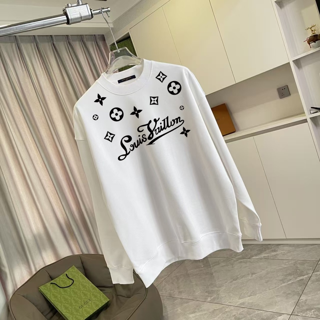 1V*2025秋冬新款 个性字母logo印花 定制面料400g 圆领卫衣 男女同款尺码：S M L XL