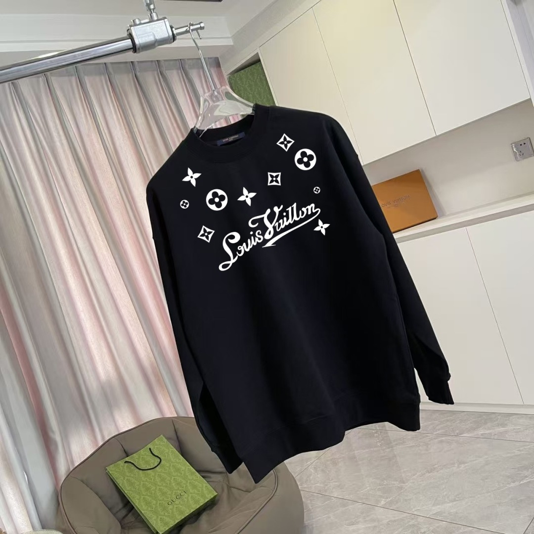 1V*2025秋冬新款 个性字母logo印花 定制面料400g 圆领卫衣 男女同款尺码：S M L XL