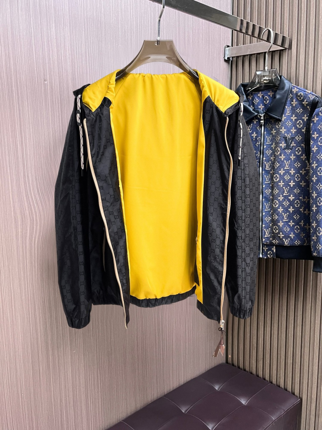 古奇 官网同款，提前发售！2025ss开秋新款男士双面穿夹克外套，原单三标齐全高端版本！带隐藏帽，专柜定