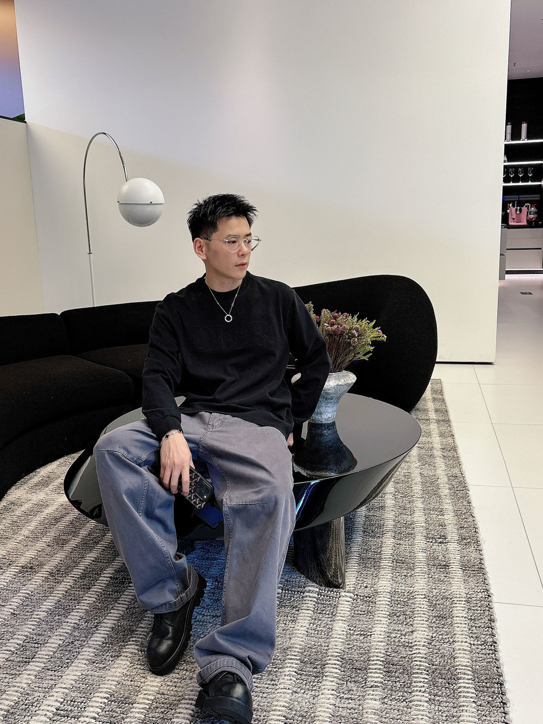 Dio 2025秋冬系列休闲长袖T恤码数：M-5XL 微阔版型潮流罗马磨毛。面料表面刷毛做磨毛工艺与特殊