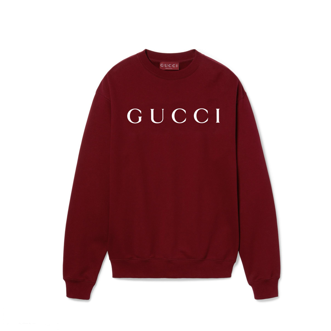 Gucci.古驰 25秋冬新品饰品牌字母GUCCI印花标识针织圆领卫衣，正面字母简约低调演绎品牌元素标识