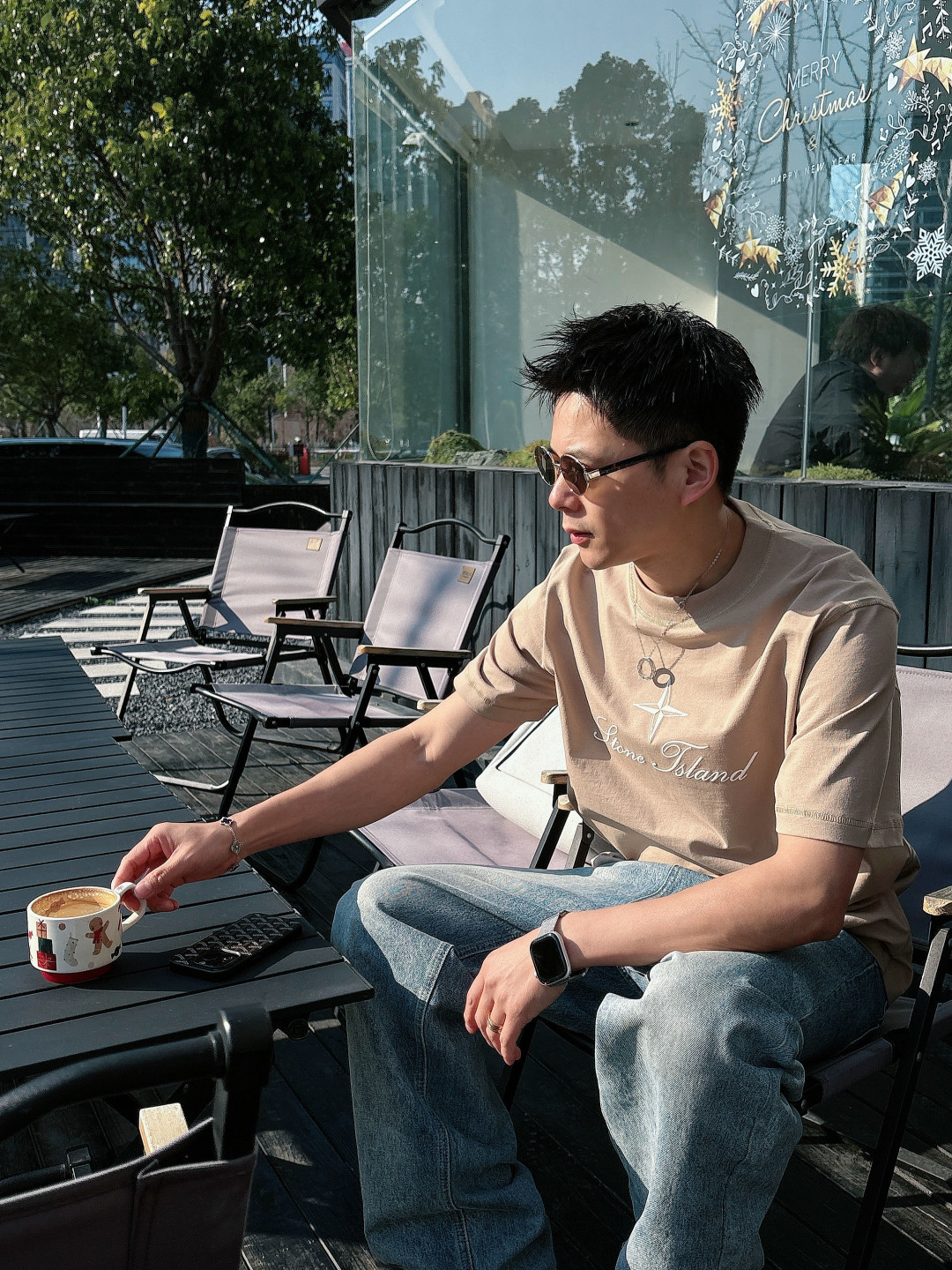 2026 春夏新品石头岛短袖颜色： 灰蓝 米白色 杏色码数：M-5XL