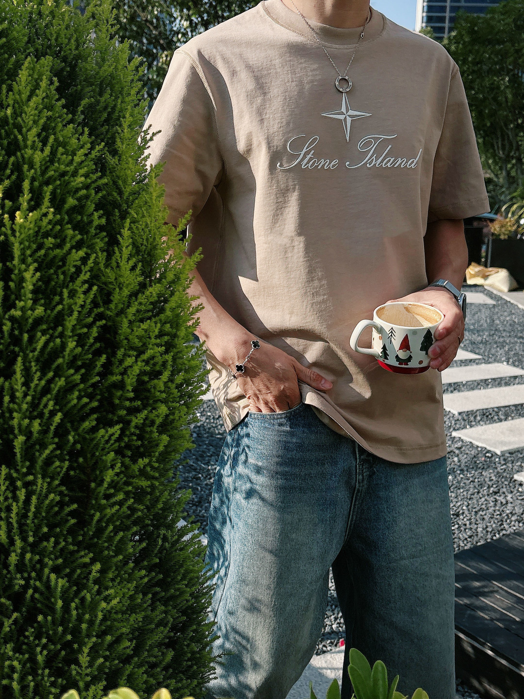 2026 春夏新品石头岛短袖颜色： 灰蓝 米白色 杏色码数：M-5XL