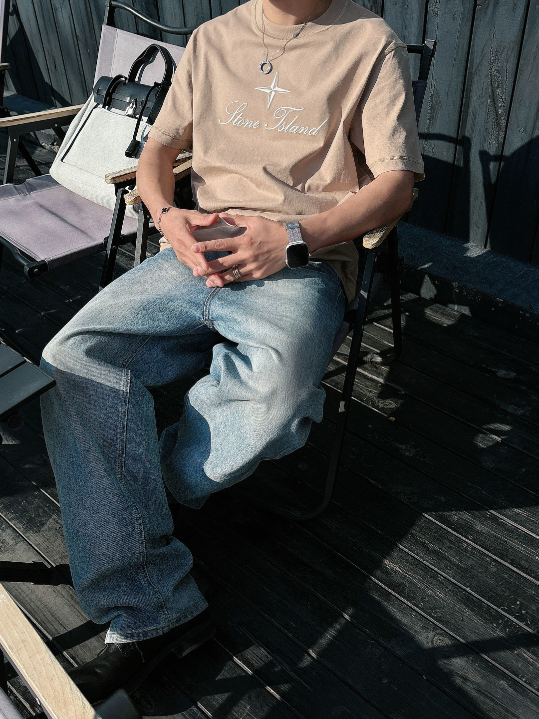 2026 春夏新品石头岛短袖颜色： 灰蓝 米白色 杏色码数：M-5XL