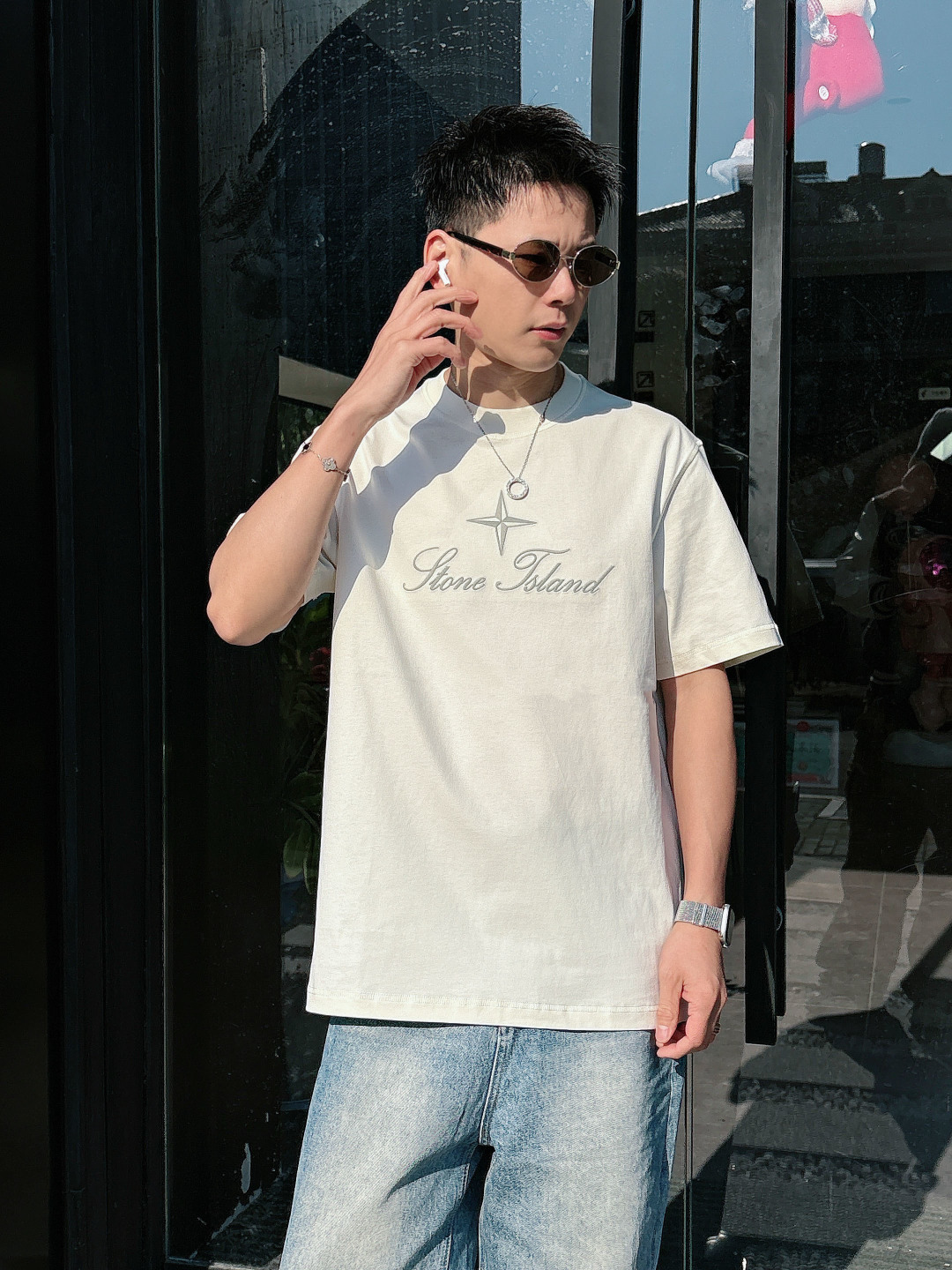 2026 春夏新品石头岛短袖颜色： 灰蓝 米白色 杏色码数：M-5XL