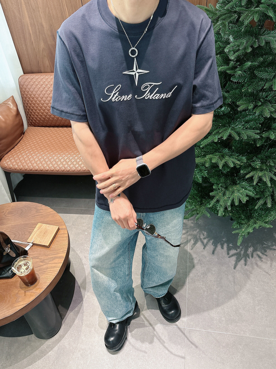 2026 春夏新品石头岛短袖颜色： 灰蓝 米白色 杏色码数：M-5XL