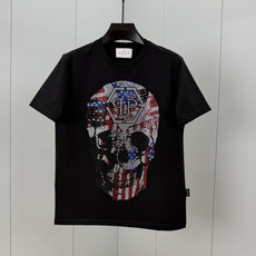 PHILIPP PLEIN SS26春夏新品彩色水钻骷髅头短袖T恤,正面饰标志性骷髅头彩色水钻缀饰设计, PHILIPP PLEIN SS26春夏新品彩色水钻骷髅头短袖T恤,正面饰标志性骷髅头彩色水钻缀饰设计,