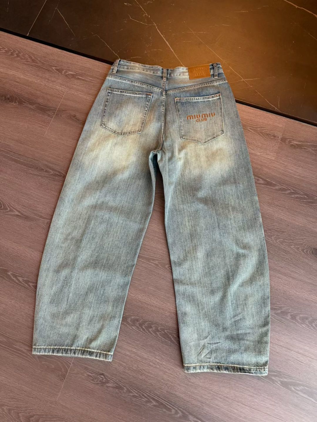 春款弯刀阔腿牛仔裤s~2xl