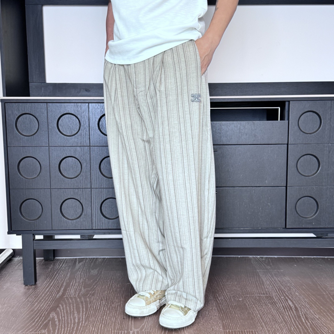 CELINE🌟2026年夏季新款薄款条纹休闲西裤🆕采用优质面料，具有质感，松紧腰带设计，超级时尚洋气！码